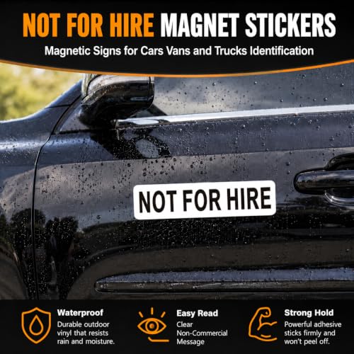 Image of Not For Hire Magnetic Signs, 3 inchx 11.8 inch Not For Hire Car Magnetic Sticker Signs for Vehicles, Display On Box Truck, Tractor Trailer, Company Vehicle, Personal Vehicle