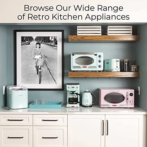 Nostalgia Retro Countertop Microwave Oven - Large 800-Watt - 0.9 Cu Ft - 12 Pre-Programmed Cooking Settings - Digital Clock - Kitchen Appliances - Pink #TOP6