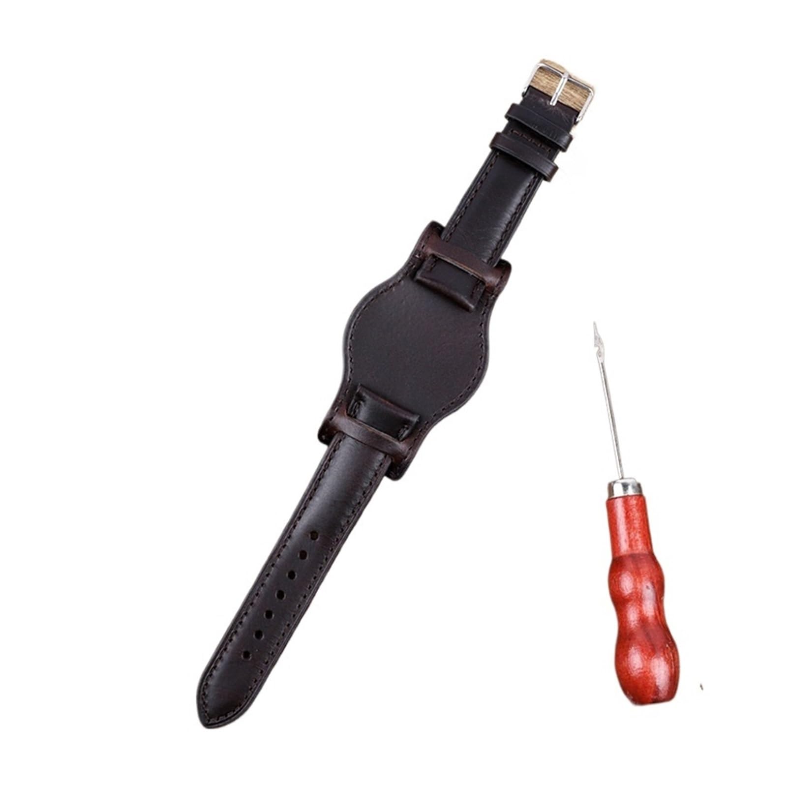 Bracelet de montre avec plateau en cuir ciré à l'huile Couche supérieure en cuir de vachette 20 mm 22 mm Bracelet de rechange universel
