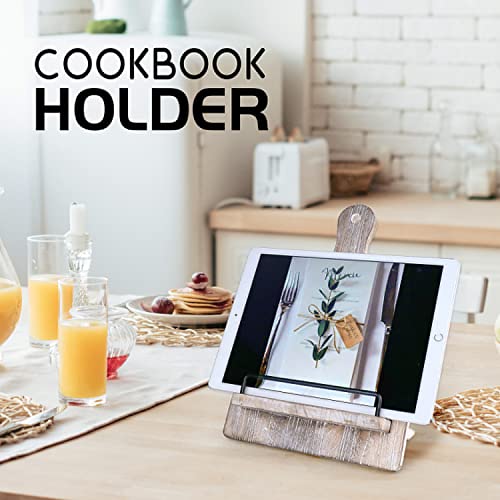 Cookbook Holder | Wood Cookbook Stand (Rustic Grey) Adjustable Pull-Out Recipe Holder Stand For Kitchen, Dining Room, Bedroom #TOP3