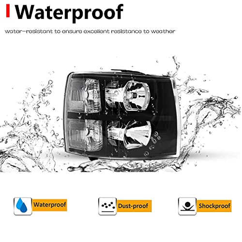 A And P Headlight Assembly Kit-Compatible With 2007-2014 Silverado 1500 2500 3500-Black Housing Clear Reflector Driver And Passenger Side #TOP3