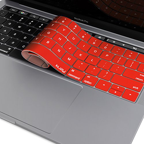 Kuzy Keyboard Cover with Touch Bar for 13 and 15 inch 2019 2018 2017 2016 A2159, A1989, A1990, A1706, A1707 Silicone Skin Protector, Red