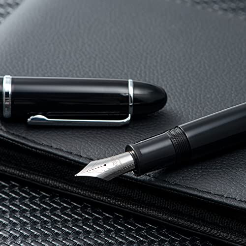 Jinhao X159 Black Acrylic Fountain Pen # 8 Fine Nib For Writing And Calligraphy With Refill Ink Converter #TOP2