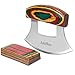 Pizza Cutter Chef Knife Color Wood Grip Sharp Rocker Slicer Top Quality Stainless Steel Blade Mezzaluna Salad Vegetable Chopper with Holder Base Best Christmas Gifts by Amhoo
