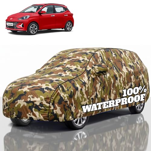 Image of Premium Polyester Car Cover Grand i10 All-Weather Protection from Rain, Dust & Sun | UV Resistant Fabric | Full Body Secure Fit for Outdoor & Indoor Parking Jungle