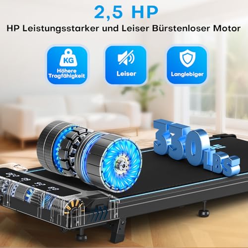 FOUSAE Walking Pad Laufband für Zuhause, 4-IN 1 Laufband Schreibtisch mit 9% Steigung, 2.5HP Walking Machine mit LED-Anzeige… – Ansicht 6