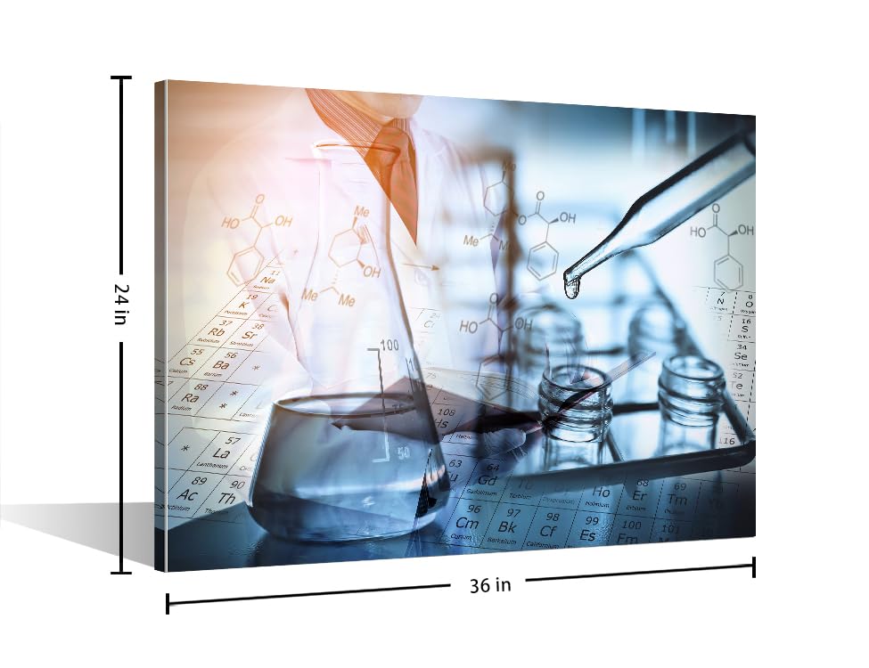 Image of TUMOVO Clinical Laboratoryr Modern Artwork Wall Decor 1 Panel Poster Reagent is Dripped Into the Test Tube Pictures Bathroom Decor Wall Art Print on Canvas Framed Ready to Hang, 24 inch Wx36 H