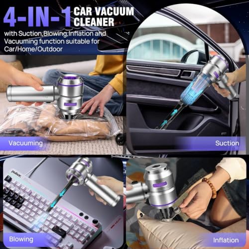 Image of Vacuum Cleaner for Home Use | Car Use | 4 in 1 Cordless Vacuum Cleaner & Blower | Rechargeable 4000mAh | 3 Speed Suction Upto 15000PA | BLDC Motor | Clean Sofa, Curtains, More | 1 Year Warranty