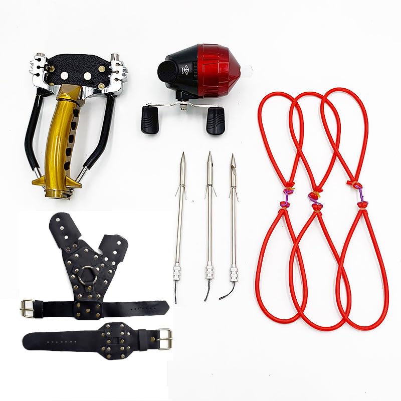 Marksman® Top Metal Fishing Slingshot Catapult Gulel Combo Set (Fishing Gold BL10S Left Hand Combo Set)