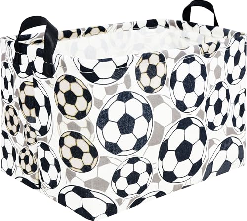 Image of Rectangle Storage Basket with Handles,Collapsible Storage Bin, Gift Basket, Books Box, Room Decor(Soccer)