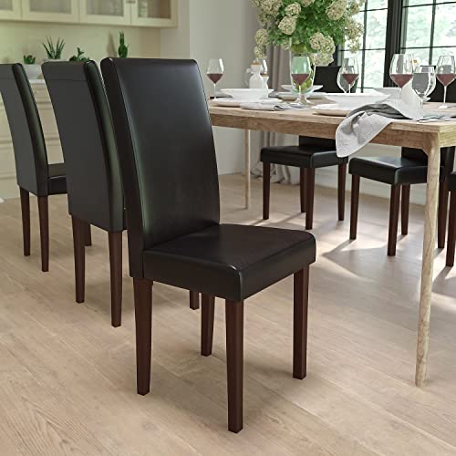 Flash Furniture Greenwich Series Brown LeatherSoft Upholstered Panel Back Mid-Century Parsons Dining Chair by Flash Furniture - Image 2