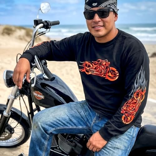 Hot Leathers Black Fire Bobber 긴소매 티셔츠 — 사진 2