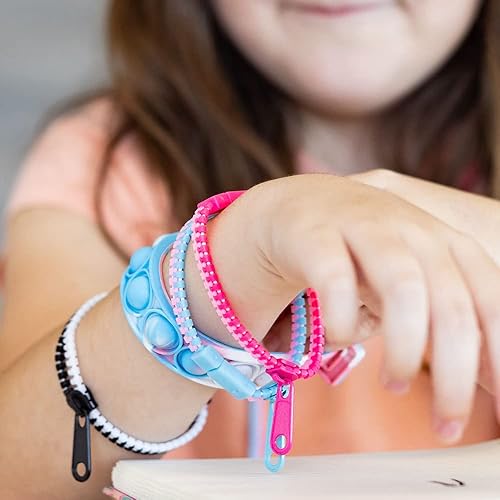 Miniatura 3 de Pulseras antiestrés con cremallera para niños, juguetes sensoriales multicolores, perfectas para recuerdos de fiesta de niños, 24 unidades