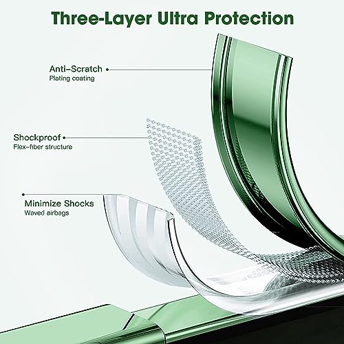 Image of DIZORO Clear Logo Electroplating Transparent Case for iPhone 14 Plus Case 6.7 inch 2022, Luxury Electroplated TPU Cover, Individual Camera Protection for Each Lens Bumper Case (Green)