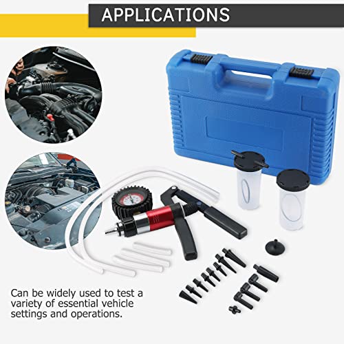 Acymner Hand Vacuum Pump Pressure Tester Brake Bleeder Kit | One Man Brake Clutch Fluid Bleeder Tool Kit Compatible With Automotive Tuner Tools Adapters #TOP5