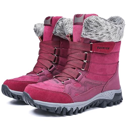 Women's Winter Fashion Thickening Warm Lace Up Solid Color Snow Boots Non Slip Comfortable Boots Tall Winter Boots Women4