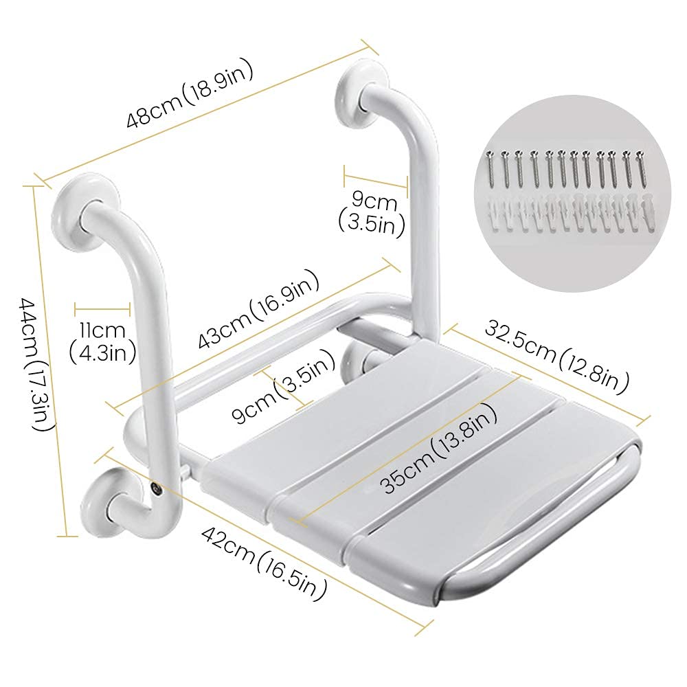 Buy Folding Shower Chair with Armrest, Shower Seat Wall Mounted for