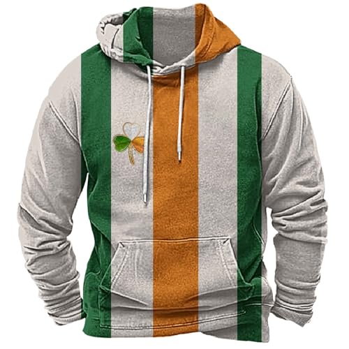 Chaqueta de invierno para hombre, sudadera para el día de San Pat, ligera, grande y alta, con bolsillos, suéter para hombre, chaqueta de entretiempo de invierno, corte holgado, caqui, XL