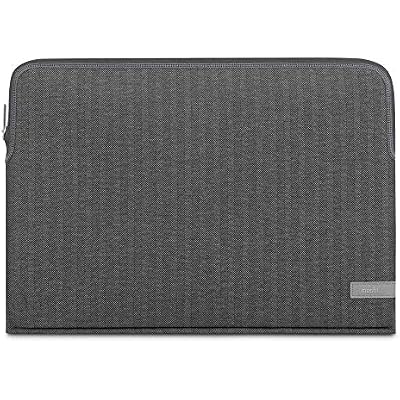 Moshi Pluma Laptop Sleeve Compatible with 15-16 MacBook/Surface/Laptop, Shock-Resistant, Water-Resistant, Internal Pen Loop for Stylus, Herringbone Gray