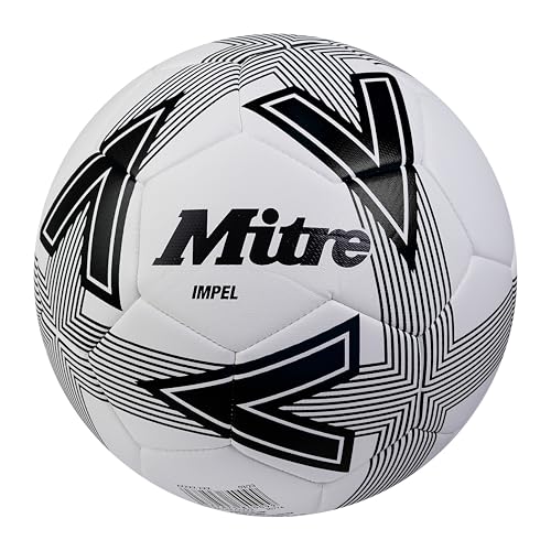 Mitre Impel L30P Fußball, hohe Strapazierfähigkeit, Formbeständigkeit, Weiß/Schwarz, 5 Mitre Impel L30P Fußball, hohe Strapazierfähigkeit, Formbeständigkeit, Weiß/Schwarz, 5