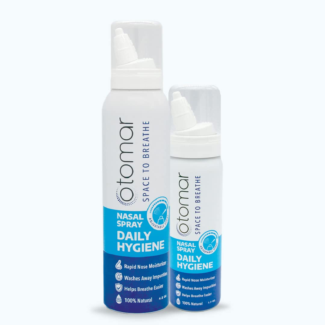OTOMAR ADULTS NASAL SPRAYS TRAVEL BUNDLE: First with Adjustable Flow, 100% Drug Free, Fast Mucus and Allergy Relief, 125ml + 50ml - Pack of 2