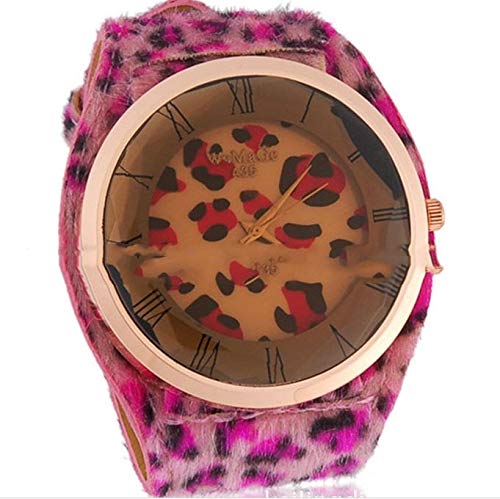 Montre Femme Imprimé Léopard – Grand Cadran 4,8 Cm, Bracelet Cuir 24 Cm, Mouvement Quartz, Orange Tendance
