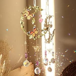 Yeahboom Kristall Sonnenfänger Mond mit Schmetterlingen