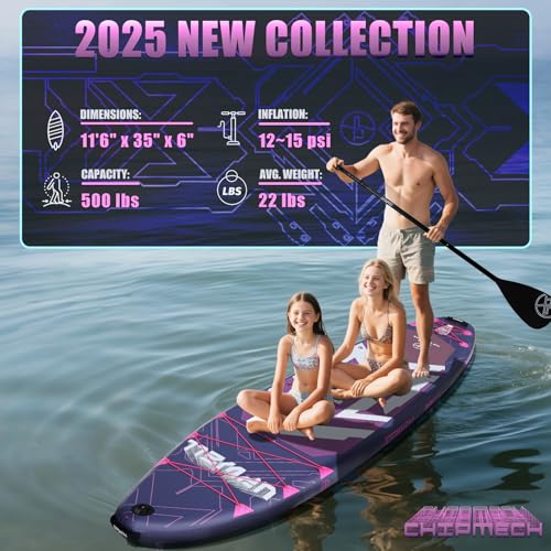 Image of UPWELL 11'6 inchx35 inch Extra Wide Inflatable Paddle Board, Stand Up Paddle Board for Youth & Adults, Stable Design, Premium SUP Accessories, 120L Backpack, 10L Dry Bag, Paddle, Leash, Hand Pump, US Fins