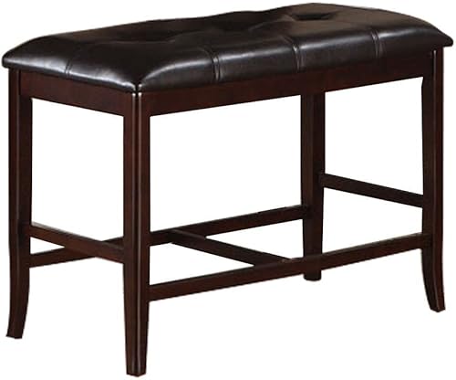 Poundex Banco de comedor de altura de mostrador en acabado marrón oscuro