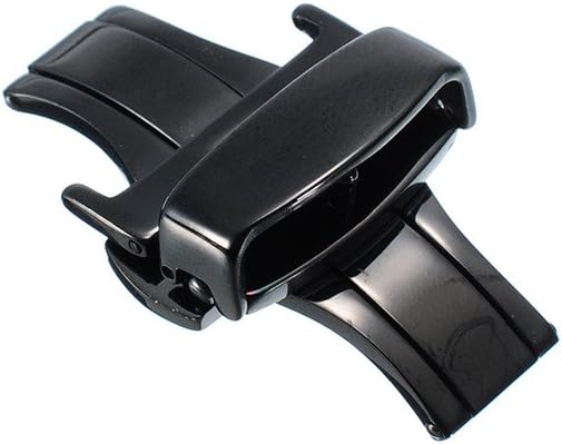 Stainless Steel Watch Clasp 20mm Black Double Push Butterfly Deployment Buckle Metal Lock for Watchband
