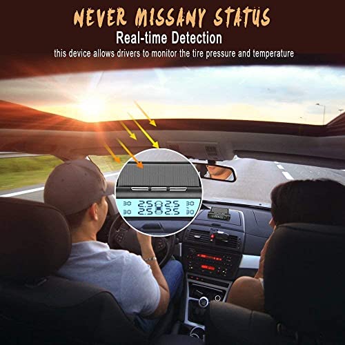 B-Qtech-Solar-Power-Tire-Pressure-Monitoring-System-TPMS-Tire-Monitor-with-4-External-Sensors-0-6Bar87Psi-Real-Time-Pressure-Temperature-Alarm-for-RV-Trailer-Pickup-Add-2-Additional-Batteries
