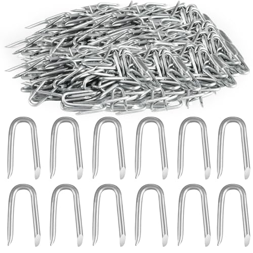 600 Pcs Galvanised U Nails for Fencing U Shaped Nails Steel Chicken Wire Fencing Staples Netting Fence for Wire Mesh Woven Fencing Garden Mesh Fasteners Nails