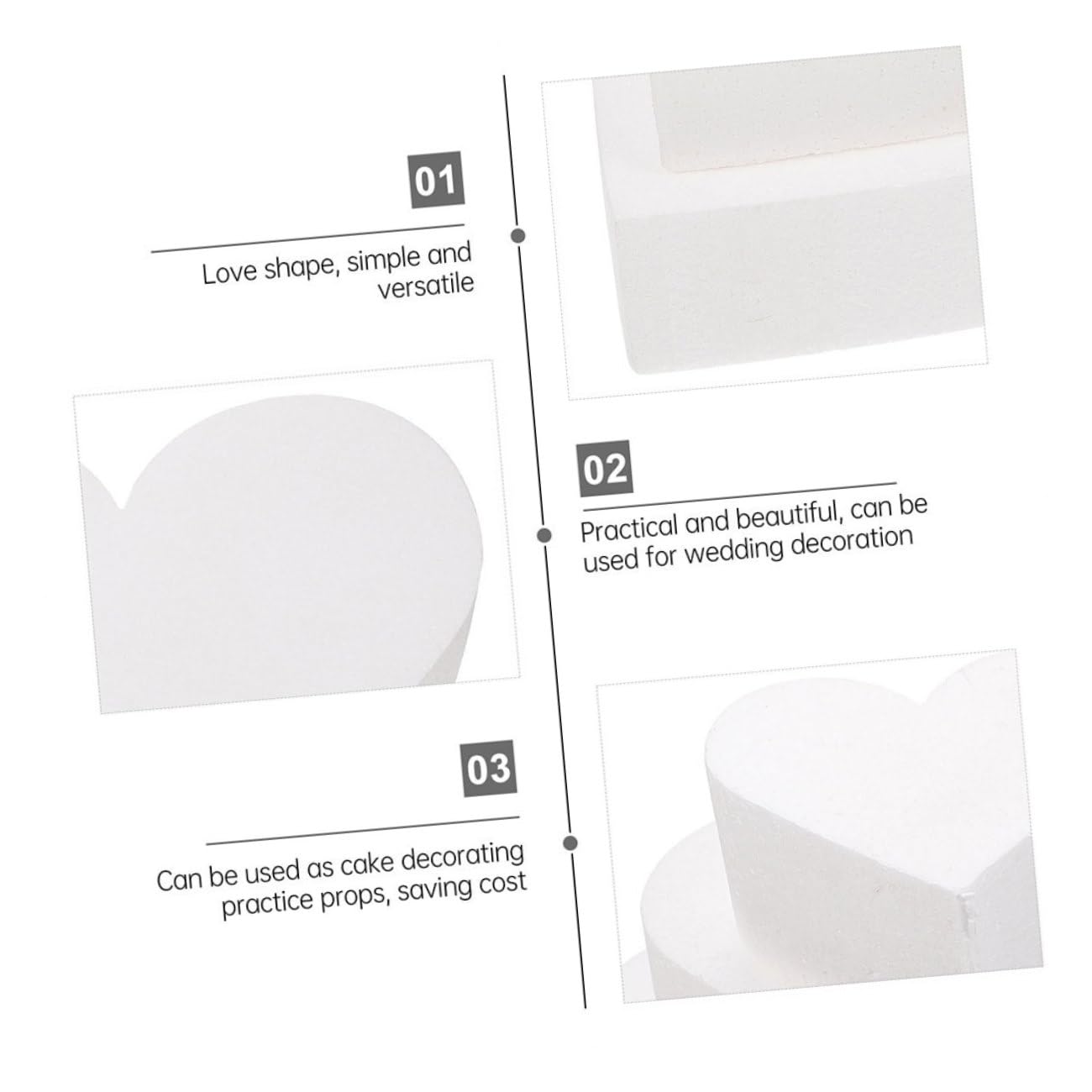 jojofuny 2 Pièces Modèle de Gâteau Cœur Mousse Forme Cœur Accessoire de Fête et Entraînement Pâtisserie Décoration Mariage Réutilisable Hauteur