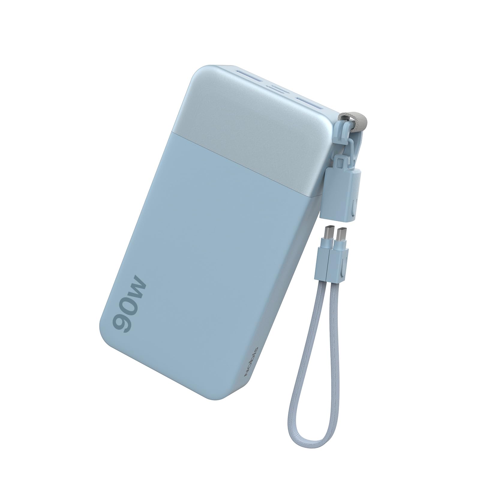 NOBIS Power Bank 90W 20000mAh Przenośna Ładowarka Z Dołączonym Kablem USB-C | 4 porty USB-C/A Szybkie zewnętrzne akumulatory kompatybilna z iPhone, MacBook, Samsung Galaxy