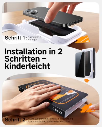 SMARTDEVIL 2 Pack MyView Sichtschutz für iPhone 16 Panzerglas – Ansicht 4