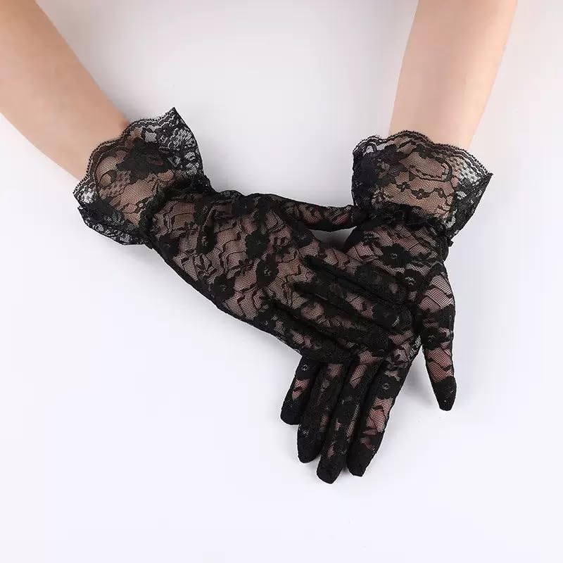1pair Black Lace Gloves Elegant Tea Party， Opera Gloves for Wedding Dinner for Women3