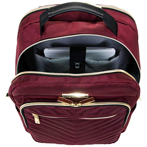 Kenneth Cole REACTION Women's Chelsea 15" Laptop Bag Computer Bookbag for Work, School, College, Nurse, Travel Daypack Purse Backpack, Burgundy - Image 6