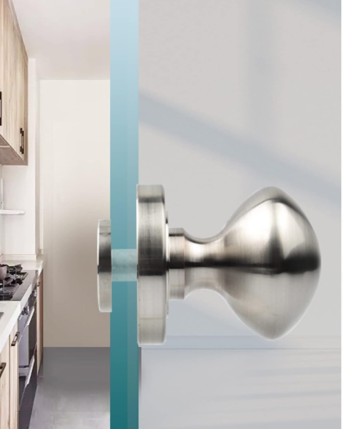 VLIZO Full Polished Finish Push Pull Glass Door Knob Shower Screen Sliding Door Button Shower