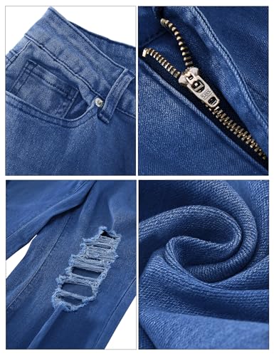 luvamia Wide Leg Jeans for Women Trendy High Waisted Flare Ripped Cropped Jeans Stretchy Distressed Denim Pants Raw Hem4