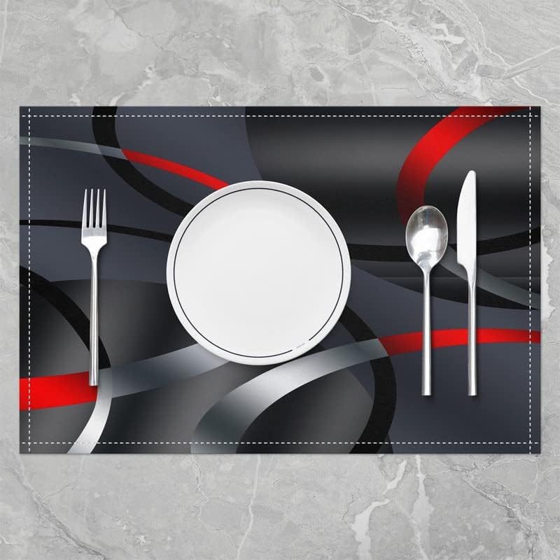 Miniatura 2 de jejeloiu Juego de 4 manteles individuales geométricos, manteles individuales modernos de arte abstracto de 12 x 18 pulgadas para decoración de mesa