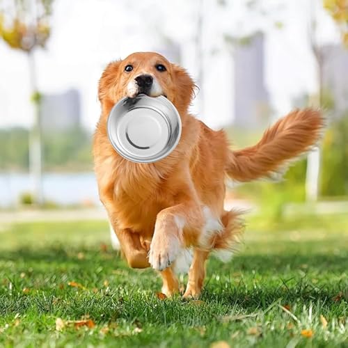 BLMHTWO 3 Stück Katzennapf Edelstahl Flach,Katzennapf Flach 450ml Futter und Wasser Hundenäpfe für Kleine Hunde und Katzen