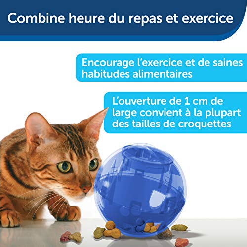 PetSafe - Jouet Distributeur de Croquettes pour Chat SlimCat, Jouet Interactif à Friandises – Faire de l’exercice en s’amusant et aide à perdre du poids, 150 ml de croquettes – Bleu – Image 3