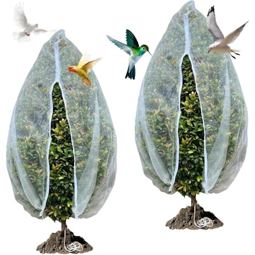 CUVZORA 2 Stück Pflanzenschutznetz,Mit Reißverschluss Insekten Obstbaumnetz,Ultrafeines Garten Vogelschutznetze,für Vogel,Hirsche,Eichhörnchen,Gewächshaus (120x140cm)