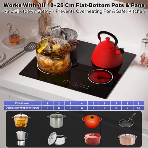 GRACEALL 4 Burner Infrared Hob, 60CM Electric Cooktop - Image 8