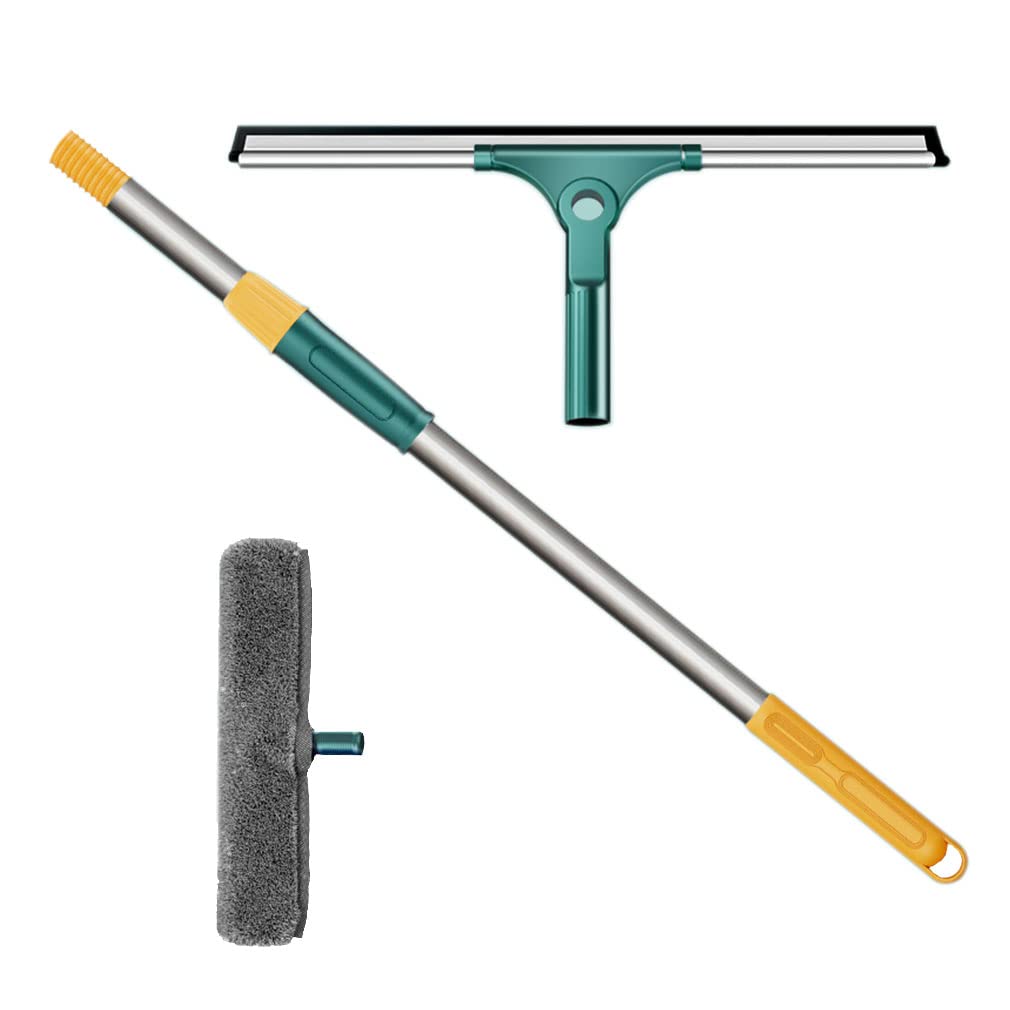 Escobillas de Goma con Poste Extensible Ancho de Limpiacristales 25cm/30cm/35cm/45cm Herramientas de limpieza de cristales Escobilla de Espuma para Suelo Paño de Microfibra (30cm)