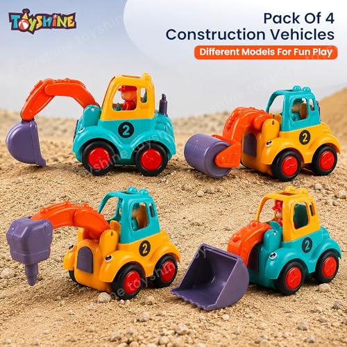 Image of Toyshine Pack of 4 Friction Powered Construction Vehicle Automobile Car Toy Set for Kids 2+Yrs, Multicolor