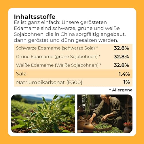 Edamame-Bohnen 1 Kg I Mischung aus 3 gerösteten, leicht gesalzenen Sojabohnen 1 kg I Glutenfrei I Schmackhafte natürliche getrocknete Bohnen I Geeignet für Veganer I Snacks und Zwischenmahlzeiten