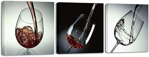 Wieco Art - Lienzo impreso en lienzo para pared diseño vintage listo para colgar para el comedor cocina decoración del hogar 3 paneles moderno