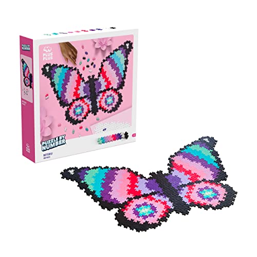Plus Plus Building Blocks Toy, Puzzle by Number Butterfly, Logic Build Kids Crafts Jigsaw