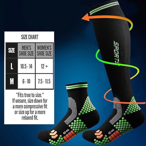 Compression Socks for Men & Women, Crew & Knee High Athletic Socks, Best for Sport Medical Running, 2 Pairs L4